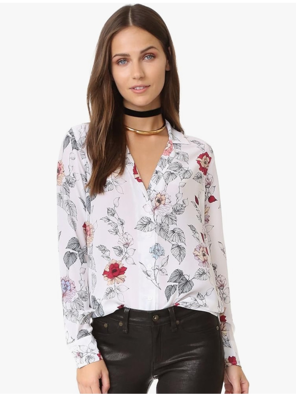 Equipment Adalyn White Etched Floral Blouse XS